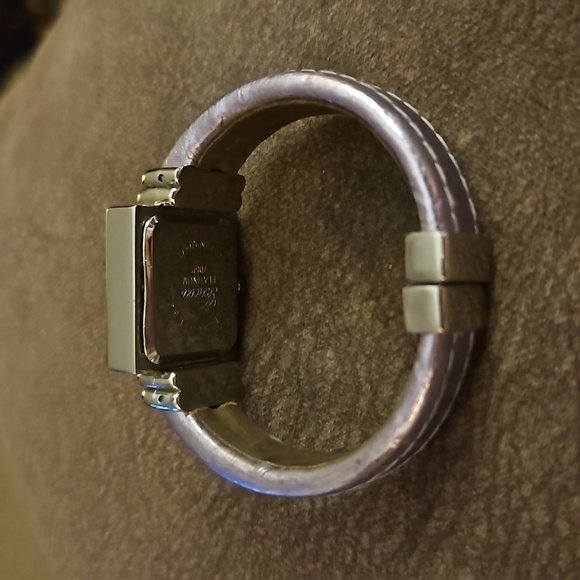 GENEVA Square Face Rhinestone Metallic Lavendar Cuff Watch - Picture 6 of 8